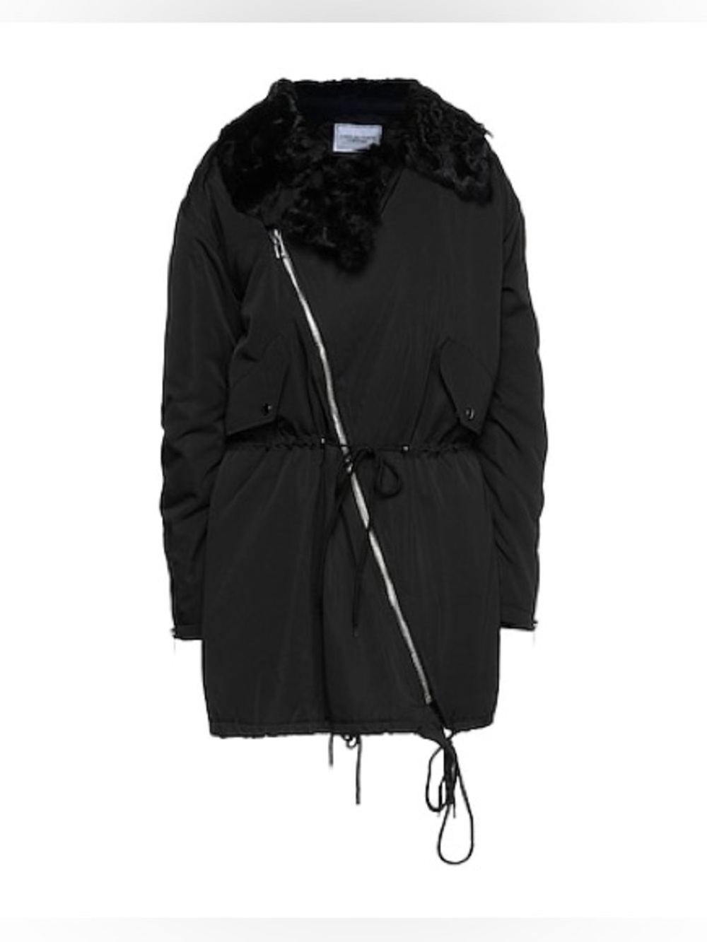 FORTE DE MARNI COUTURE 100% Lambs Wool Collar Black Drawstring Parka NWT US 6